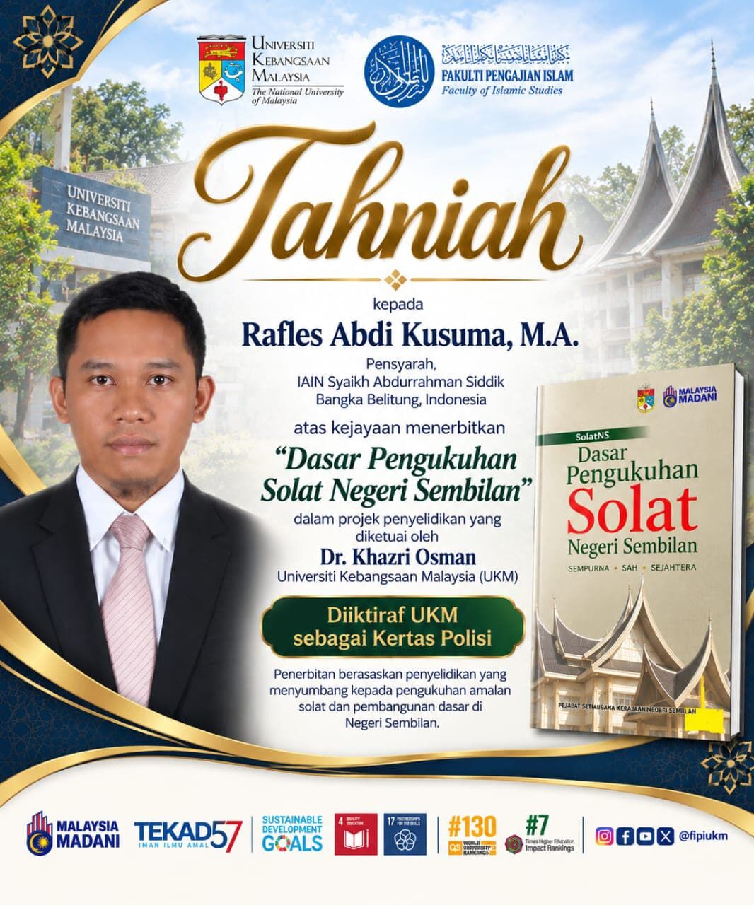 Dosen FDKI IAIN SAS Bangka Belitung Raffles Abdi Kusuma ambil bagian sebagai anggota dalam Penyusunan Dasar Pengukuhan Solat Negeri Sembilan