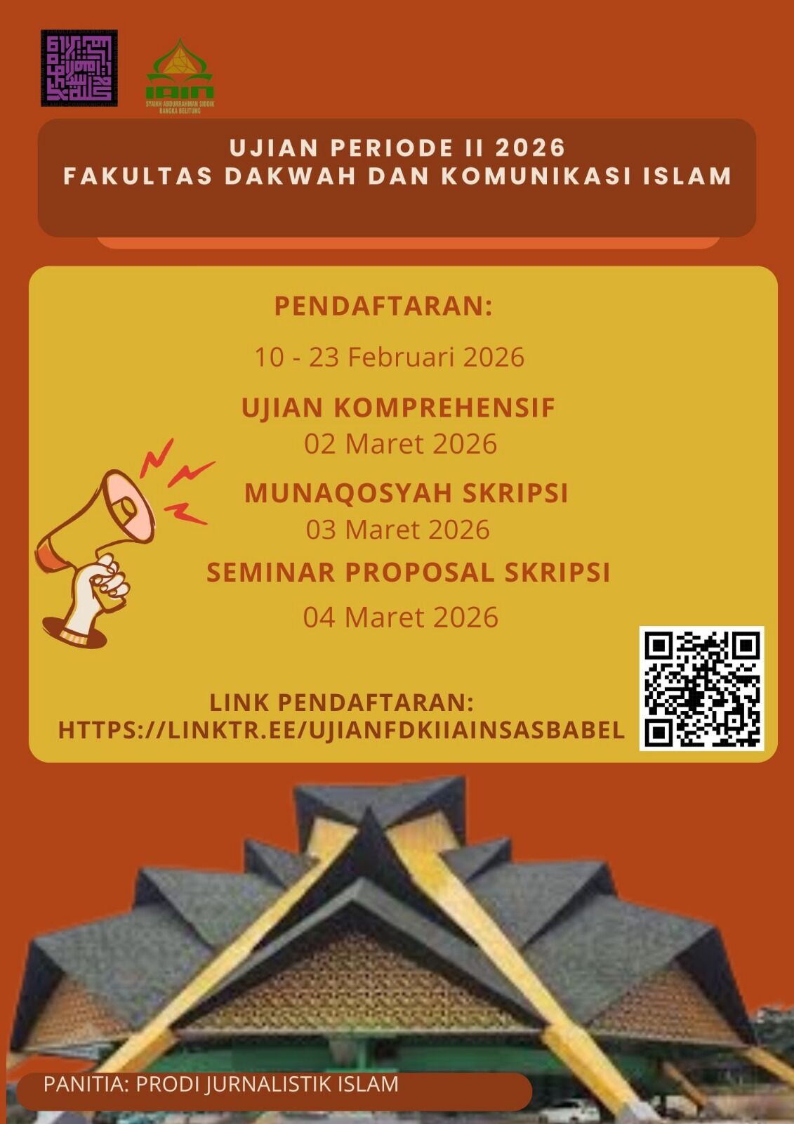 Jadwal Pelaksanaan Ujian Periode II Tahun 2026 Fakultas Dakwah dan Komunikasi Islam