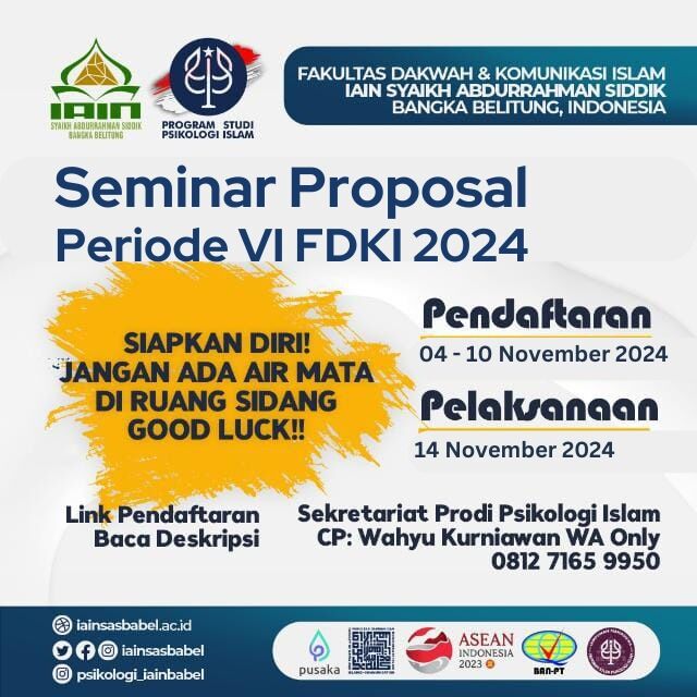 Pengumuman Seminar Proposal Periode ke-6 FDKI IAIN SAS Babel Tahun 2024