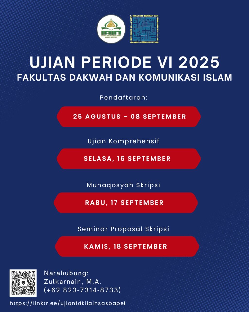 Pengumuman Seminar Proposal, Ujian Komprehensif dan Ujian Skripsi FDKI Periode-6 Tahun 2025