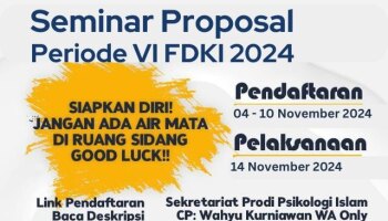 Pengumuman Seminar Proposal Periode ke-6 FDKI IAIN SAS Babel Tahun 2024